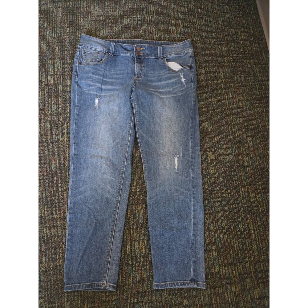 New York & Co Slim Slouch Boyfriend Cropped Jeans Distressed Size 12